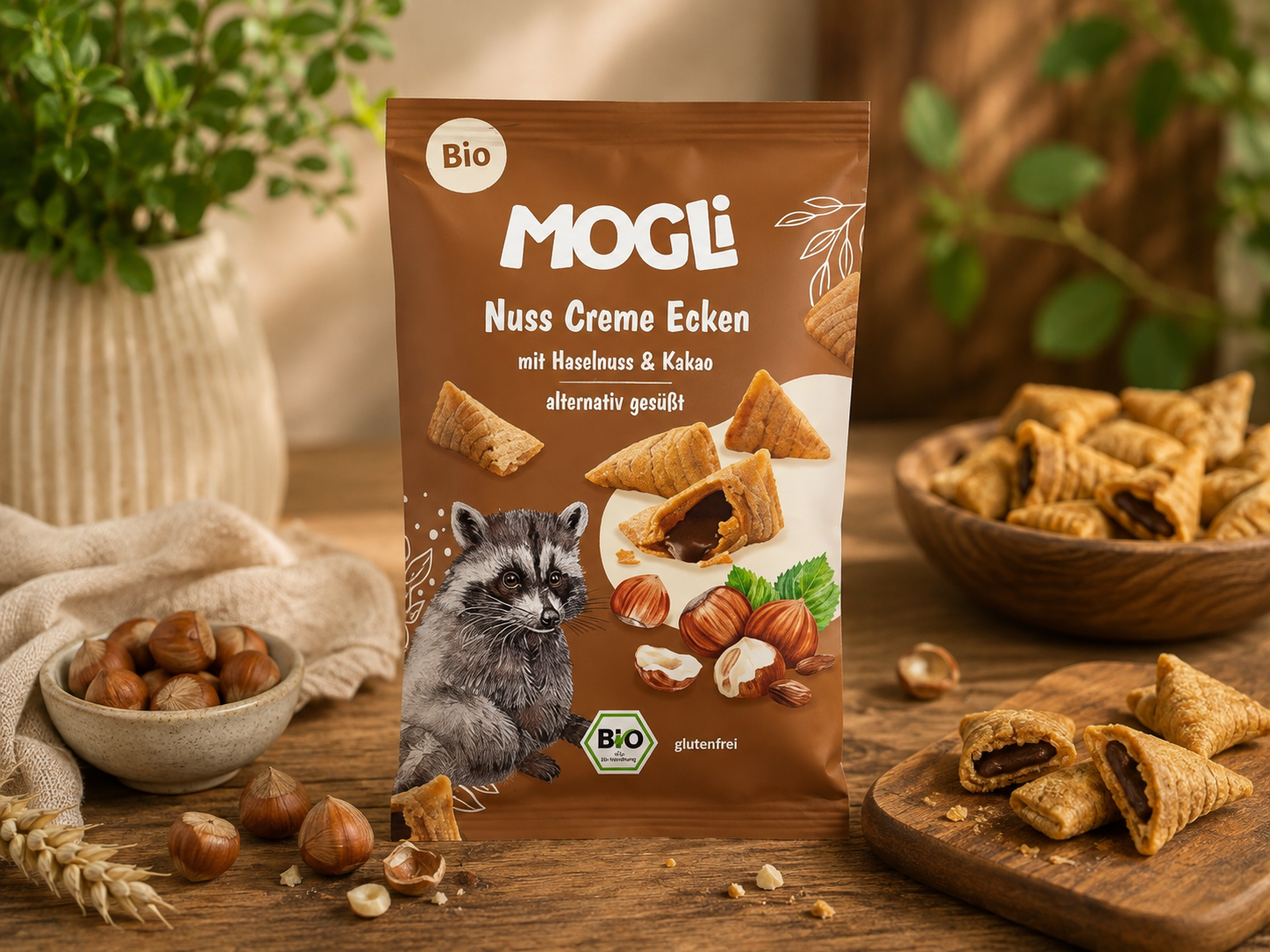 MOGLI TROJHRÁNKY bez lepku s krémem z lískových ořechů, 30 g, eshop.celiakarna.cz